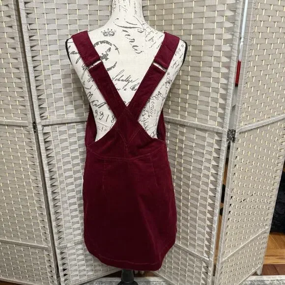 Free People Canyonland Jumper Dress Size 10 Red Velvet Corduroy Button Front NEW - Picture 4 of 11